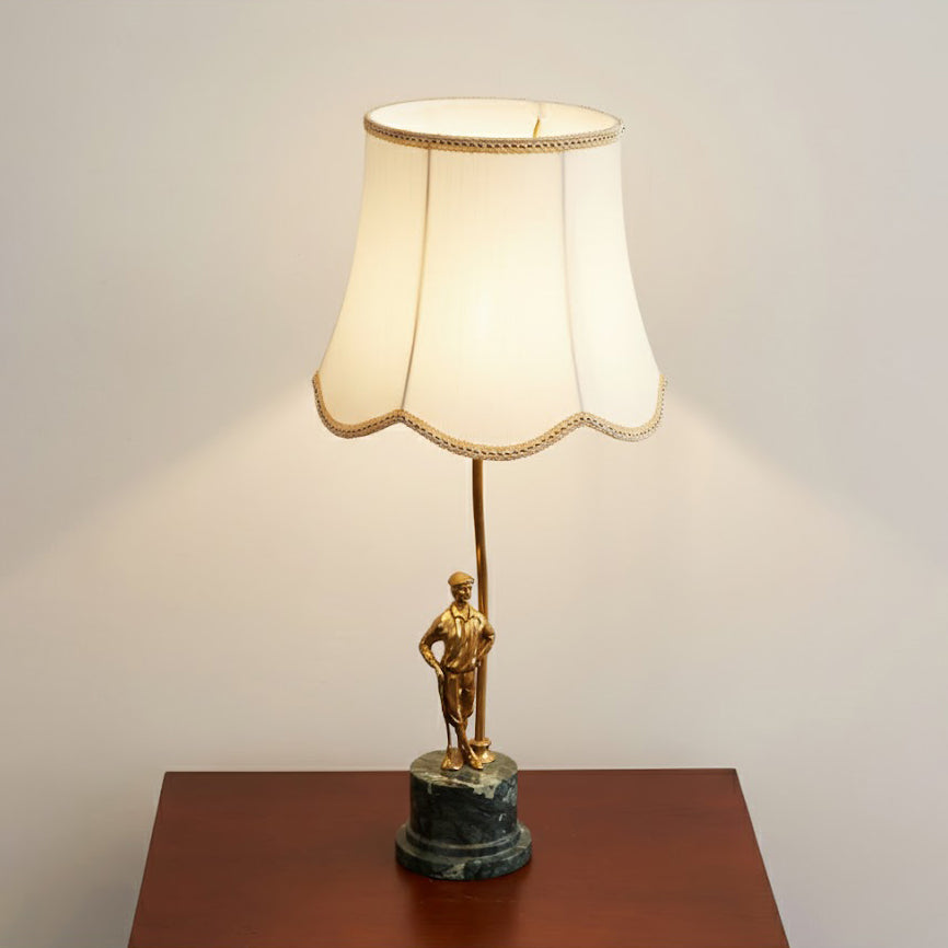 Ellie Table Lamp – Art Deco Brass & Natural Marble Base Accent Light