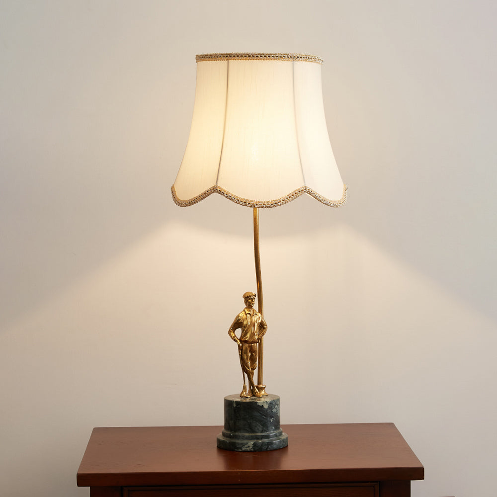 Ellie Table Lamp – Art Deco Brass & Natural Marble Base Accent Light