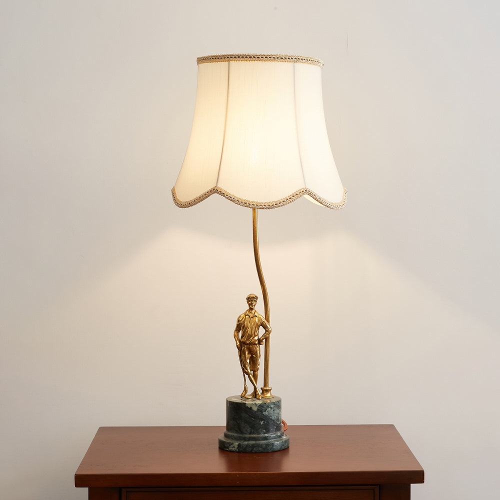 Ellie Table Lamp – Art Deco Brass & Natural Marble Base Accent Light
