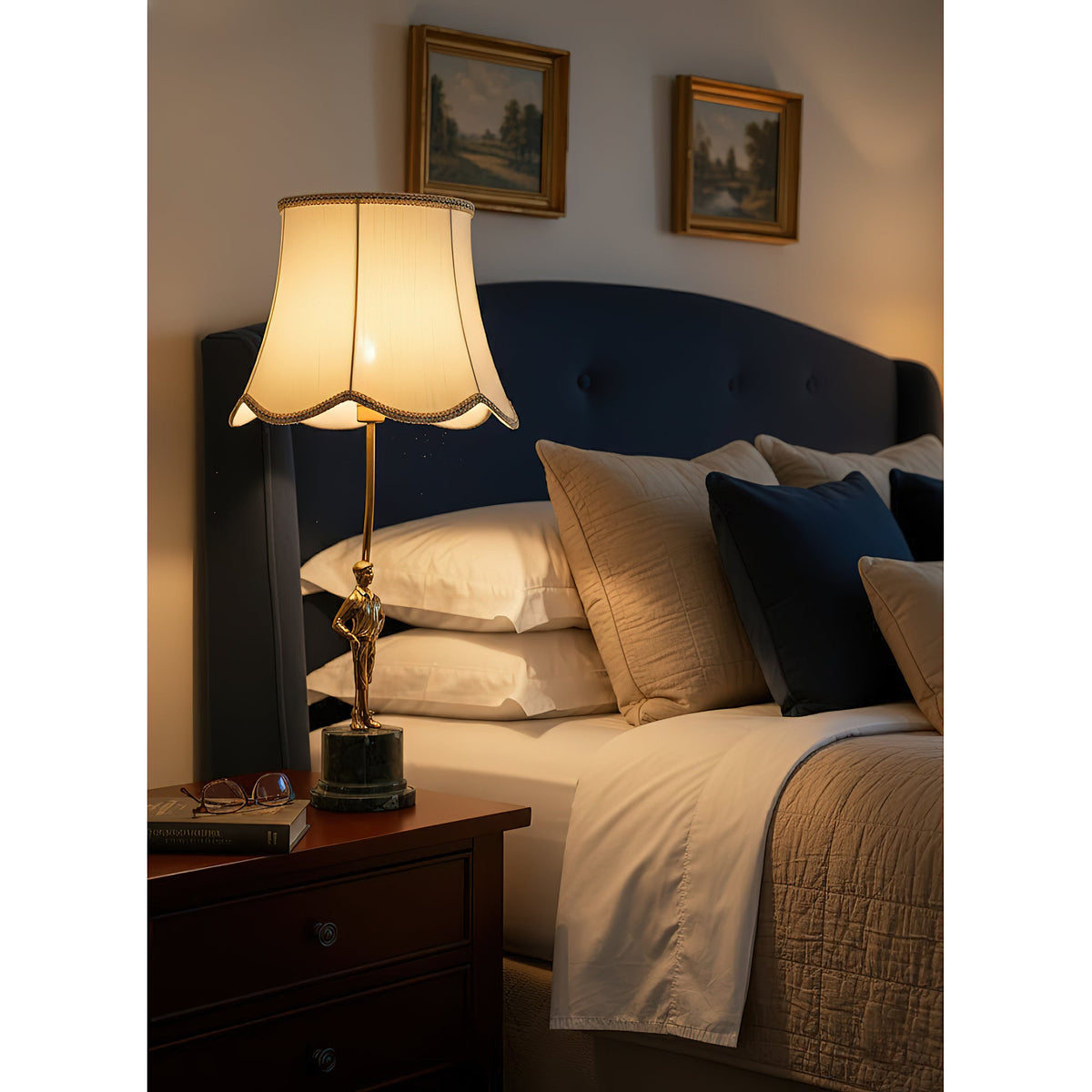 Ellie Table Lamp – Art Deco Brass & Natural Marble Base Accent Light