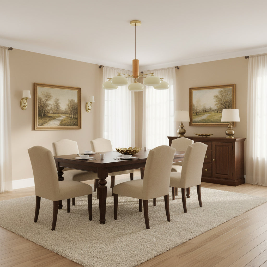 Elliptical Persimmon Chandelier – Modern Brass & Persimmon Glass Pendant Light