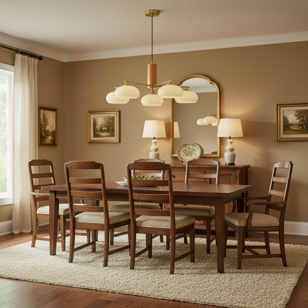 Elliptical Persimmon Chandelier – Modern Brass & Persimmon Glass Pendant Light