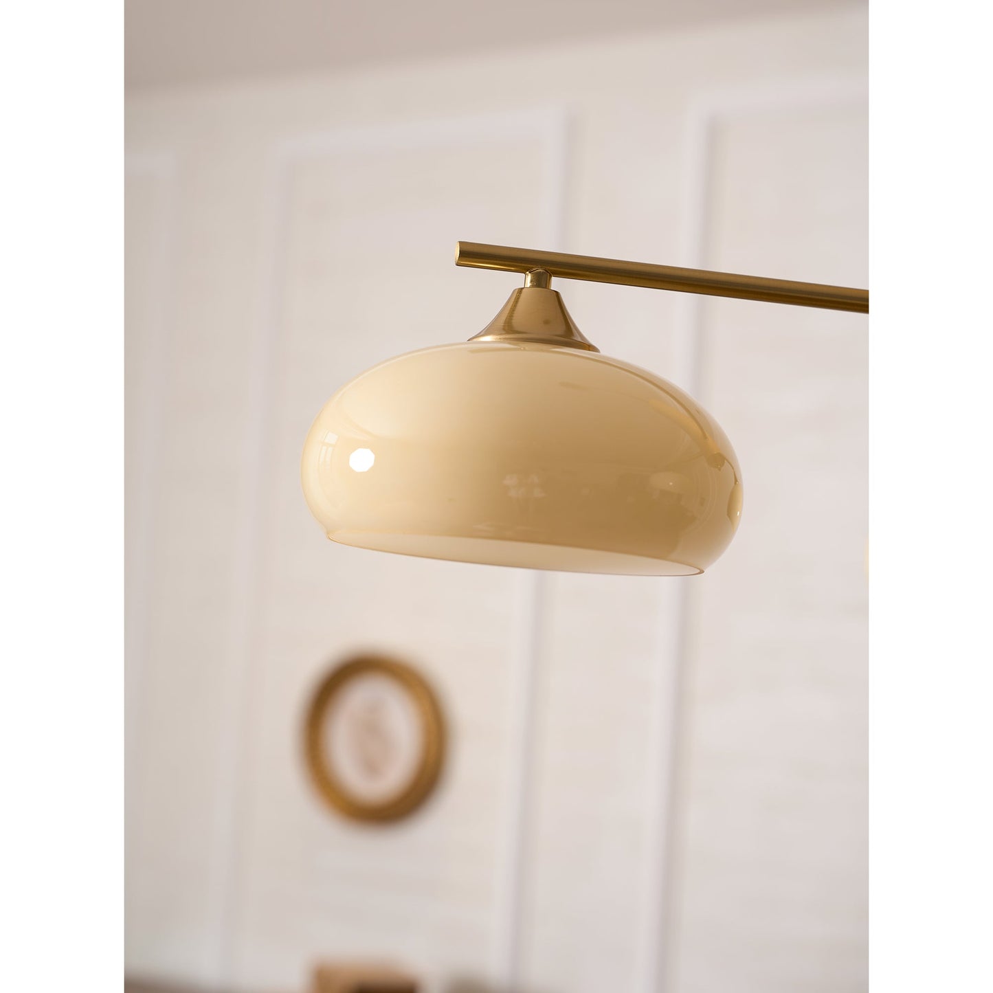Elliptical Persimmon Chandelier – Modern Brass & Persimmon Glass Pendant Light