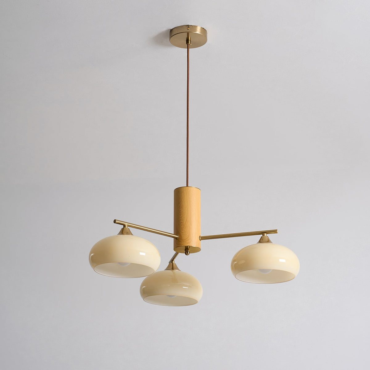 Elliptical Persimmon Chandelier – Modern Brass & Persimmon Glass Pendant Light