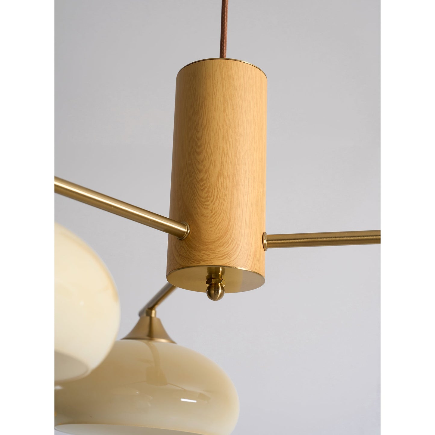 Elliptical Persimmon Chandelier – Modern Brass & Persimmon Glass Pendant Light