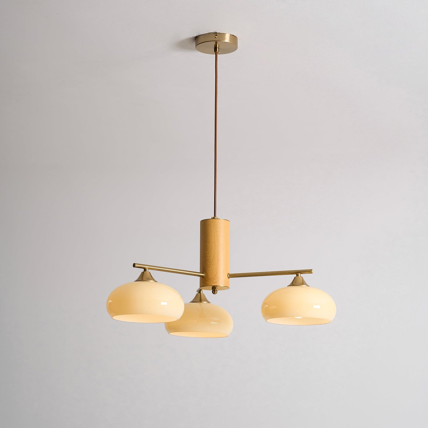 Elliptical Persimmon Chandelier – Modern Brass & Persimmon Glass Pendant Light