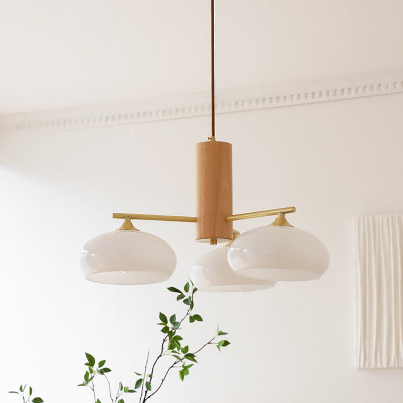 Elliptical Persimmon Chandelier – Modern Brass & Persimmon Glass Pendant Light