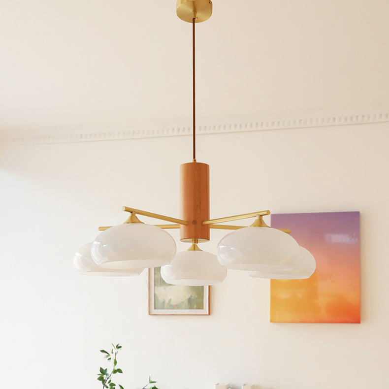 Elliptical Persimmon Chandelier – Modern Brass & Persimmon Glass Pendant Light