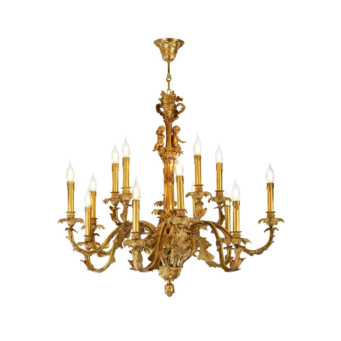 Eloise Brass Leaf Chandelier – Sculptural Botanical Brass Statement Light