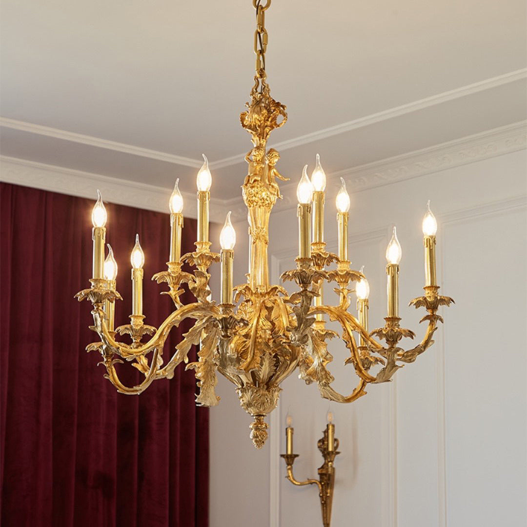 Eloise Brass Leaf Chandelier – Sculptural Botanical Brass Statement Light