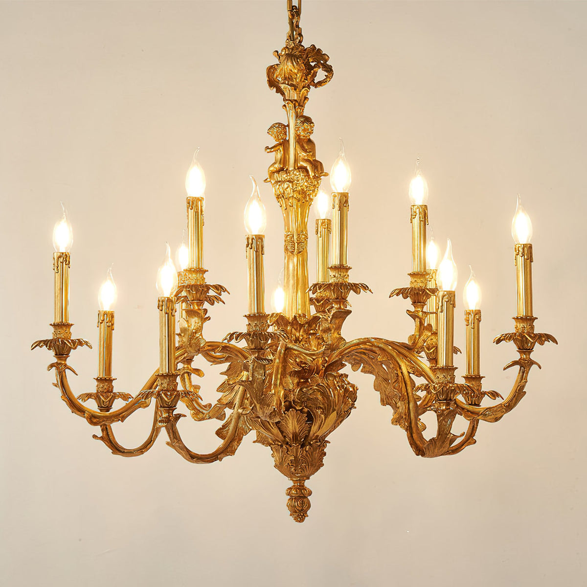 Eloise Brass Leaf Chandelier – Sculptural Botanical Brass Statement Light