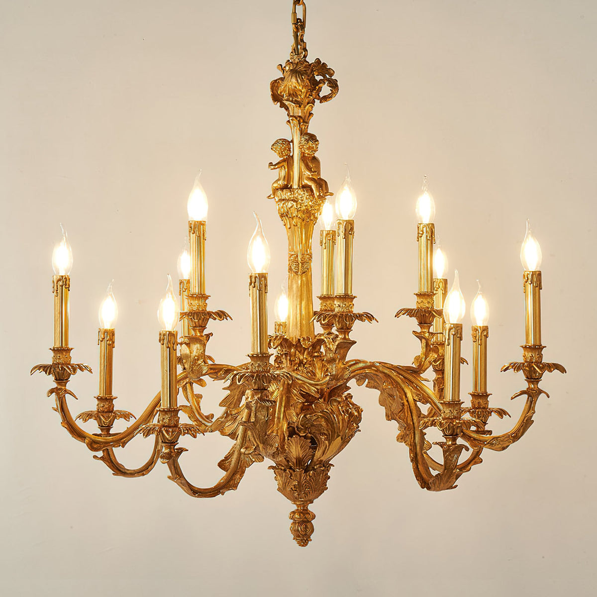 Eloise Brass Leaf Chandelier – Sculptural Botanical Brass Statement Light