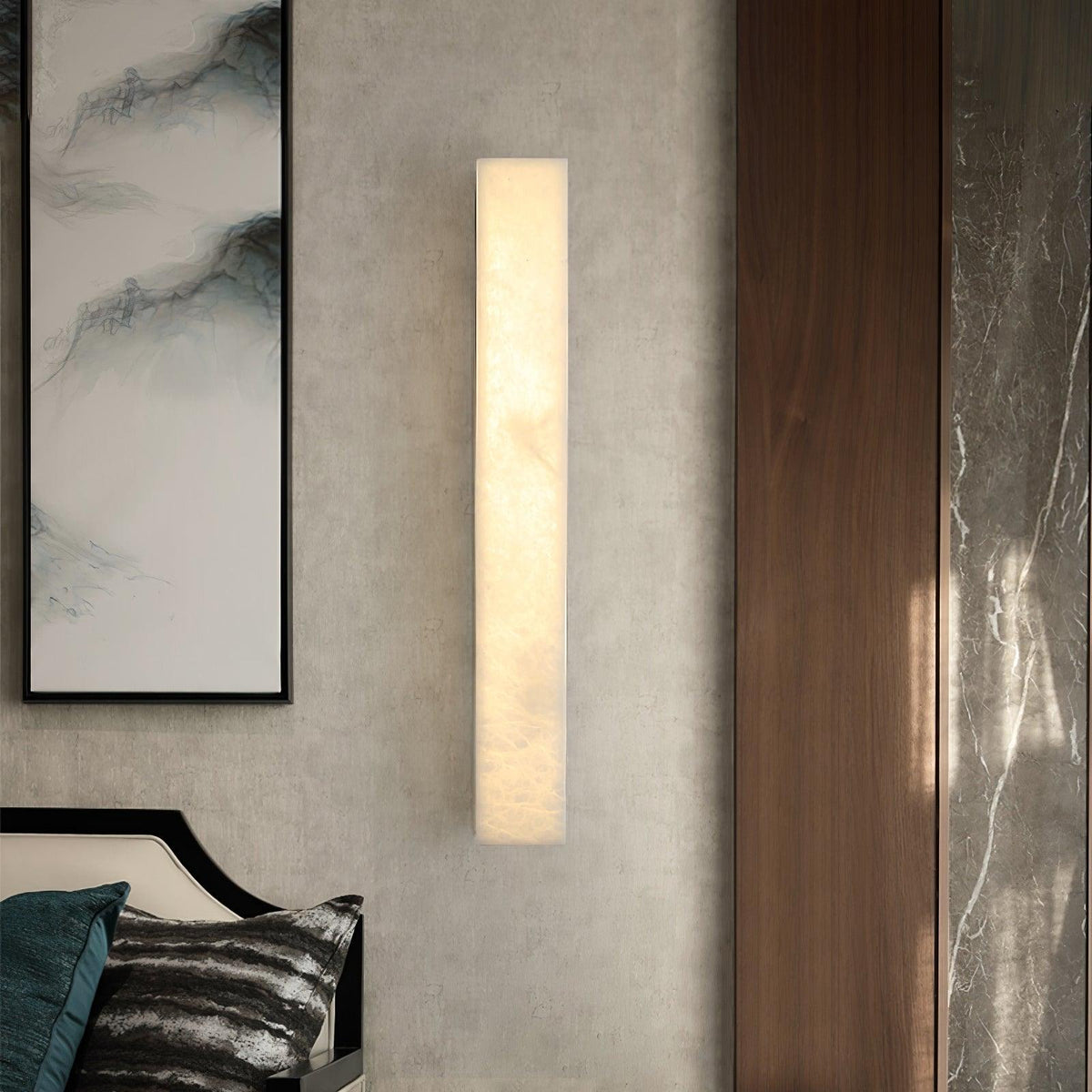 Emerson Alabaster Wall Lamp – Modern Brass & Natural Stone Linear Sconce