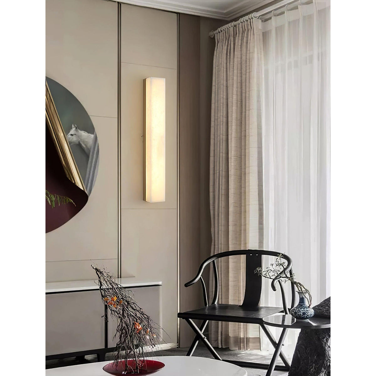 Emerson Alabaster Wall Lamp – Modern Brass & Natural Stone Linear Sconce
