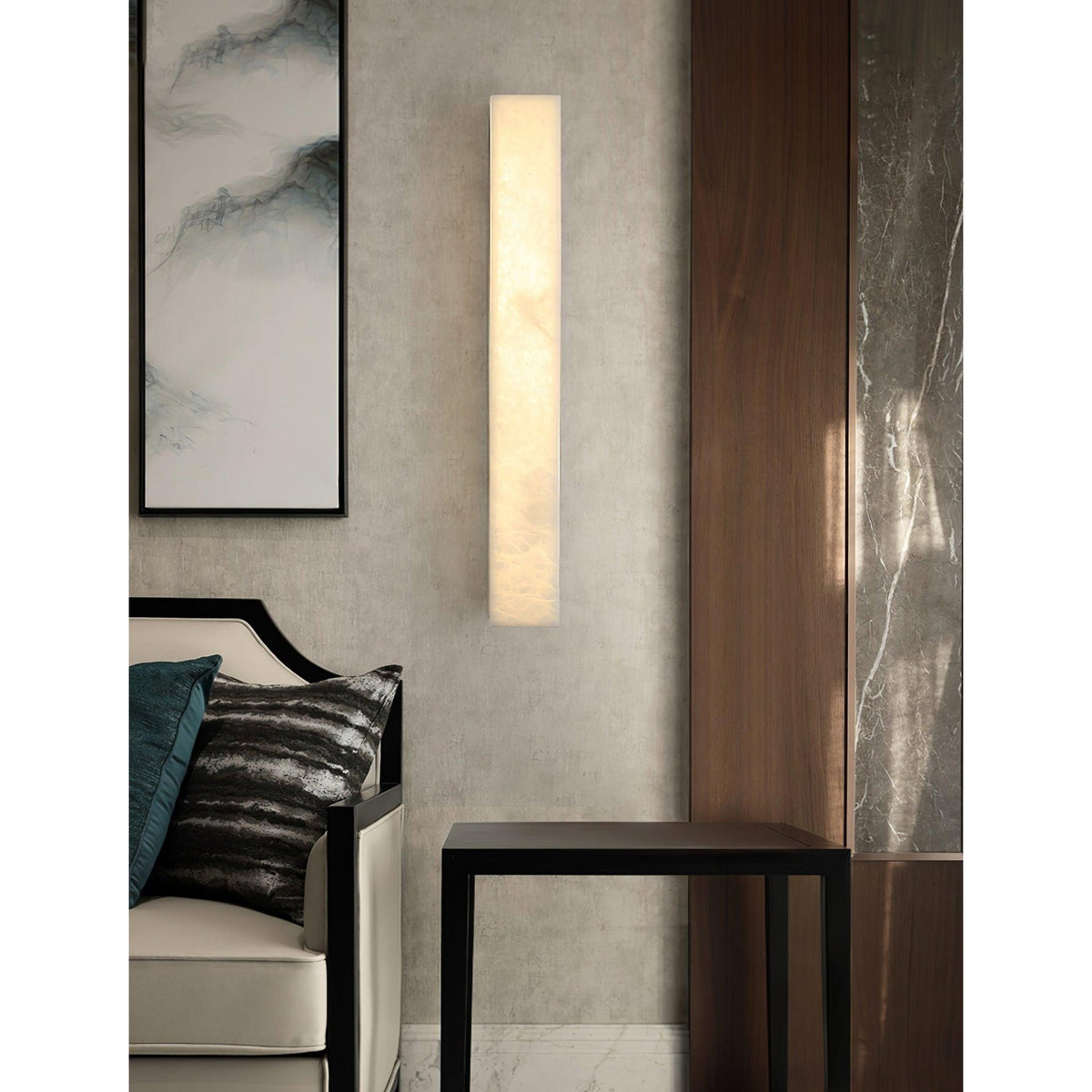 Emerson Alabaster Wall Lamp – Modern Brass & Natural Stone Linear Sconce