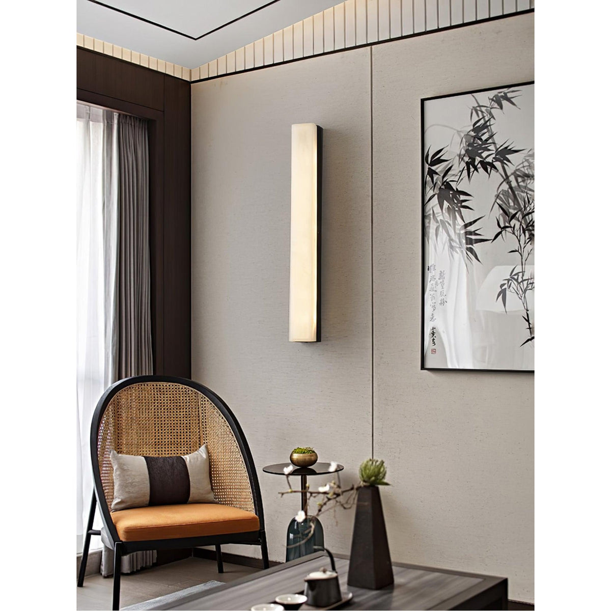 Emerson Alabaster Wall Lamp – Modern Brass & Natural Stone Linear Sconce