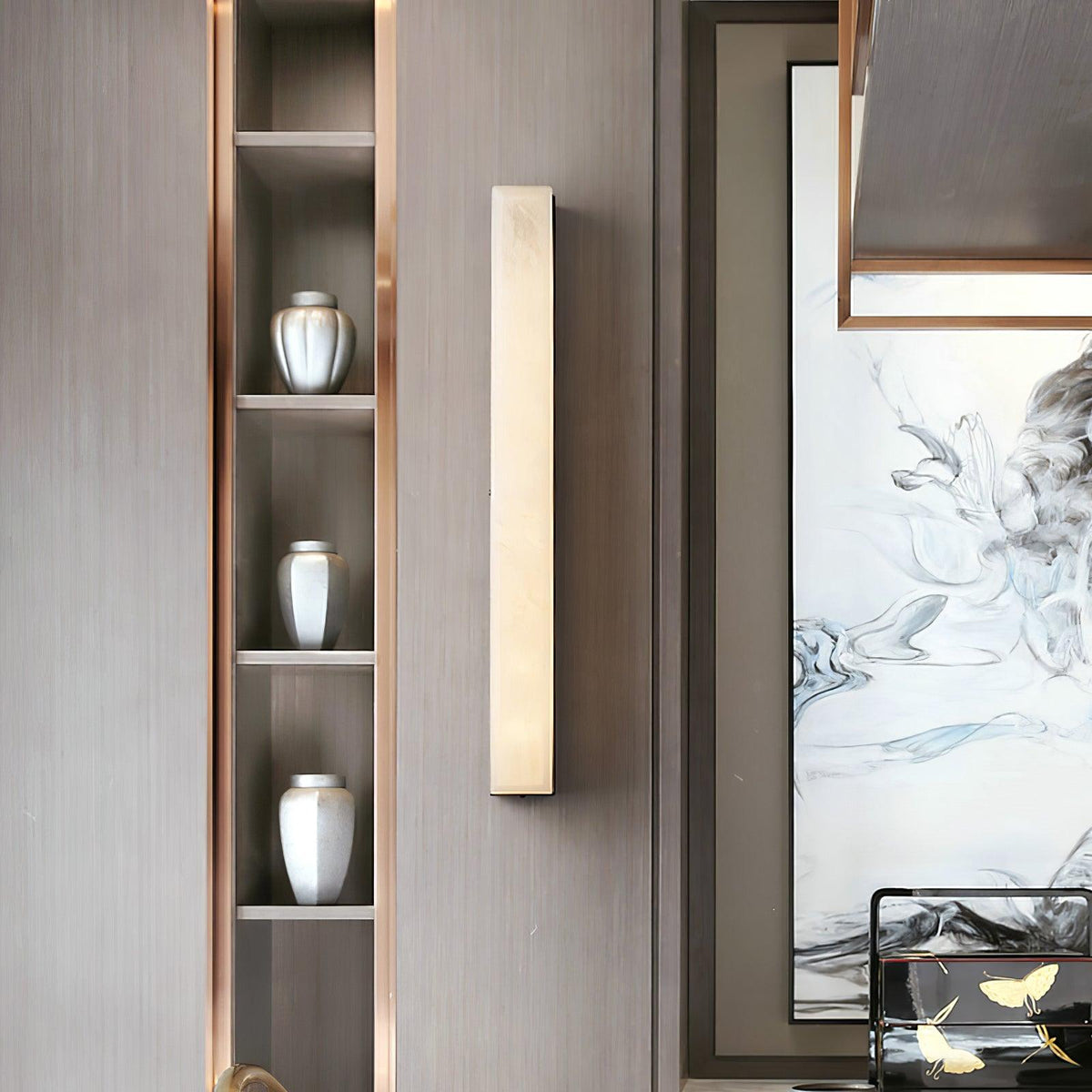 Emerson Alabaster Wall Lamp – Modern Brass & Natural Stone Linear Sconce