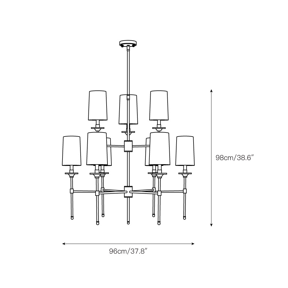 Emily Chandelier – Classic Brass Candelabra Light with Fabric Empire Shades