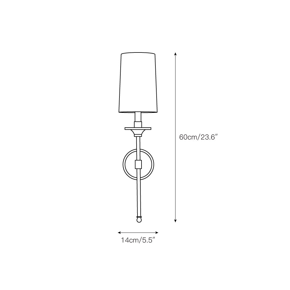 Emily Wall Lamp – Slender Brass Sconce with Fabric Shade