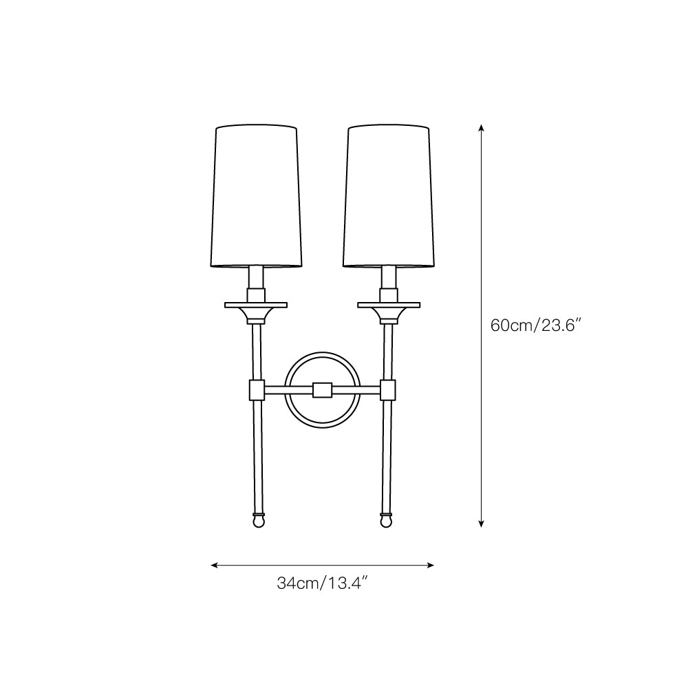Emily Wall Lamp – Slender Brass Sconce with Fabric Shade