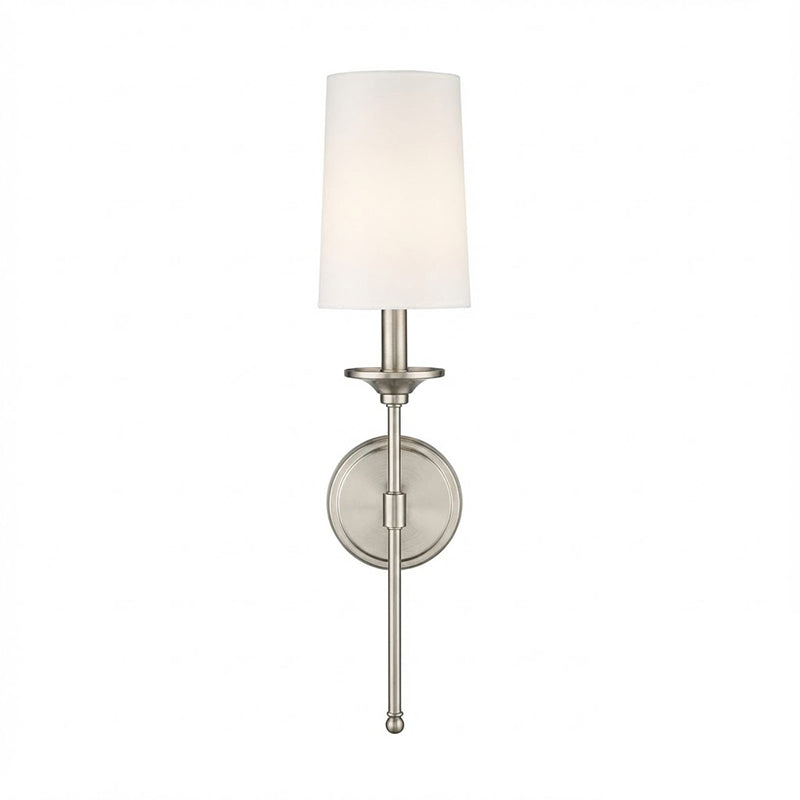 Emily Wall Lamp – Slender Brass Sconce with Fabric Shade