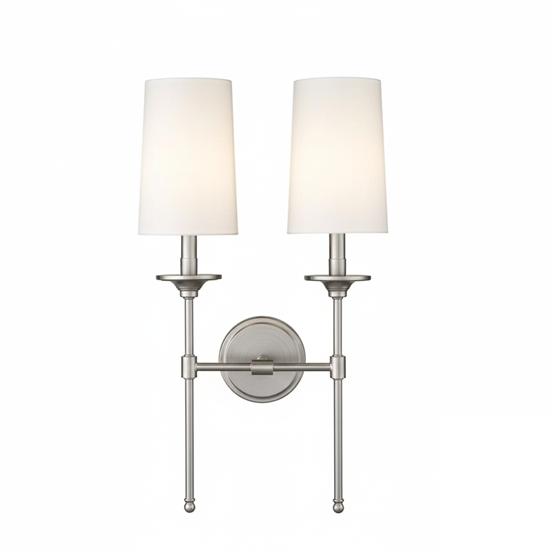 Emily Wall Lamp – Slender Brass Sconce with Fabric Shade