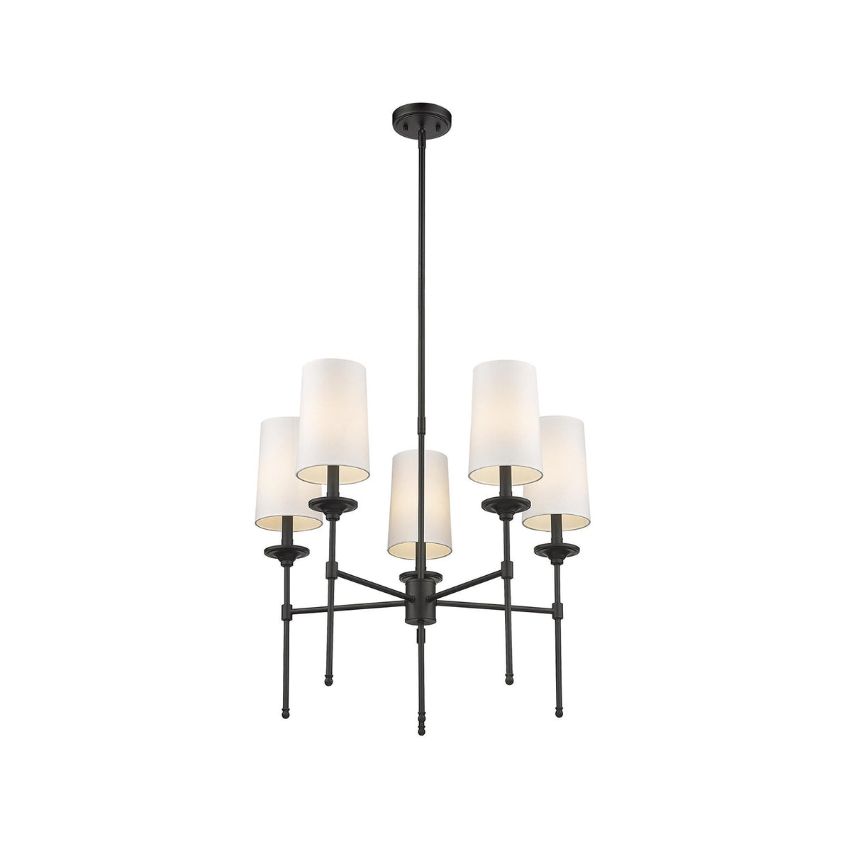 Emily Chandelier – Classic Brass Candelabra Light with Fabric Empire Shades