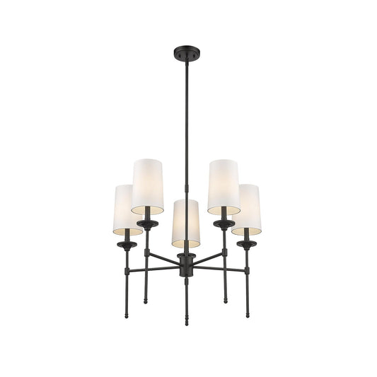 Emily Chandelier – Classic Brass Candelabra Light with Fabric Empire Shades
