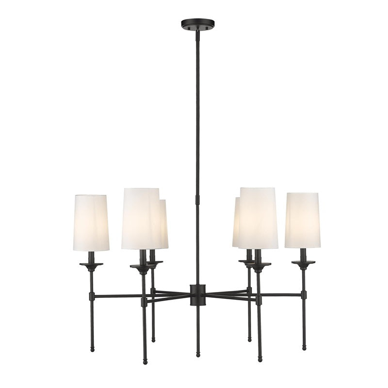 Emily Chandelier – Classic Brass Candelabra Light with Fabric Empire Shades