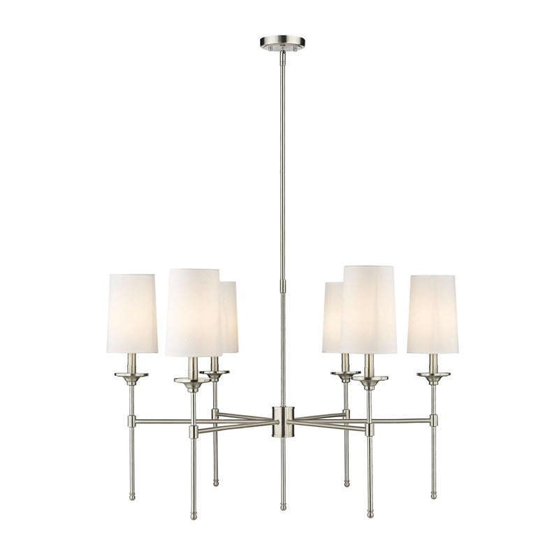 Emily Chandelier – Classic Brass Candelabra Light with Fabric Empire Shades