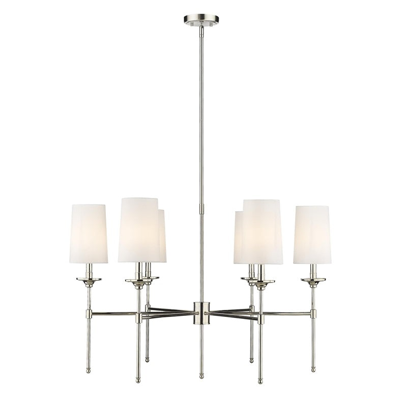 Emily Chandelier – Classic Brass Candelabra Light with Fabric Empire Shades