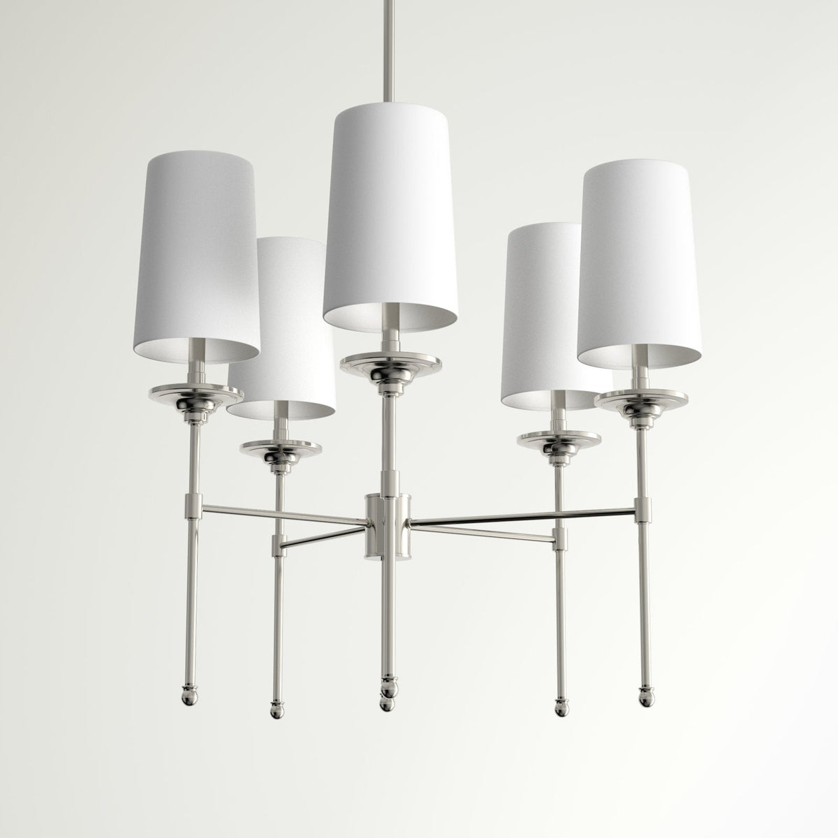 Emily Chandelier – Classic Brass Candelabra Light with Fabric Empire Shades