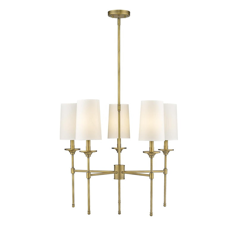 Emily Chandelier – Classic Brass Candelabra Light with Fabric Empire Shades