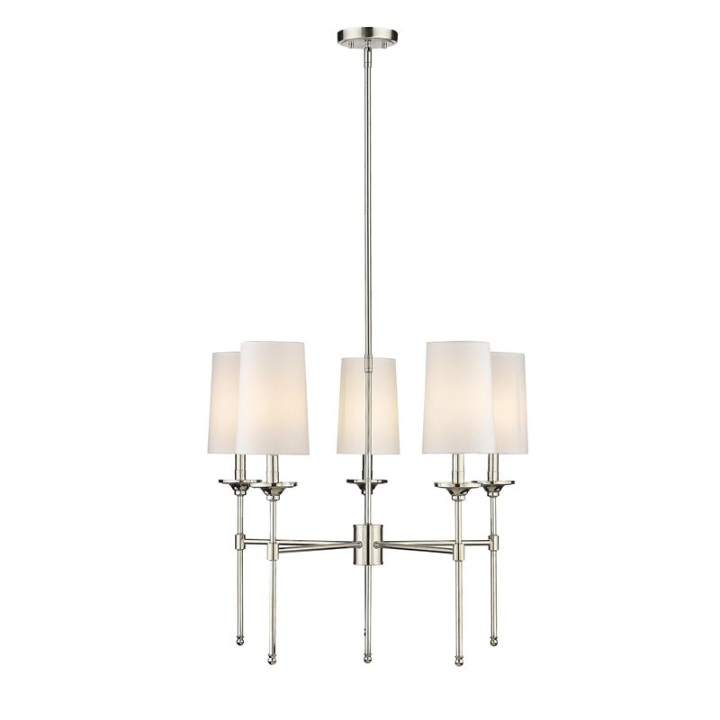 Emily Chandelier – Classic Brass Candelabra Light with Fabric Empire Shades