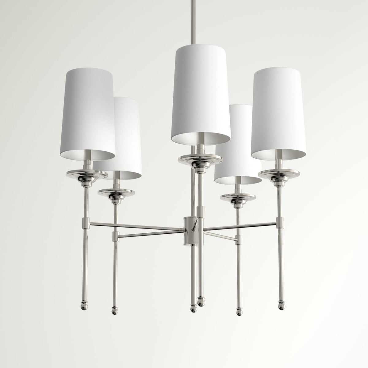 Emily Chandelier – Classic Brass Candelabra Light with Fabric Empire Shades