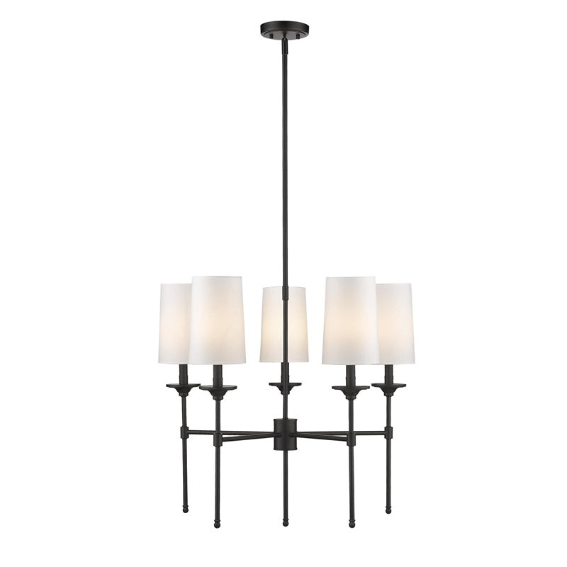 Emily Chandelier – Classic Brass Candelabra Light with Fabric Empire Shades