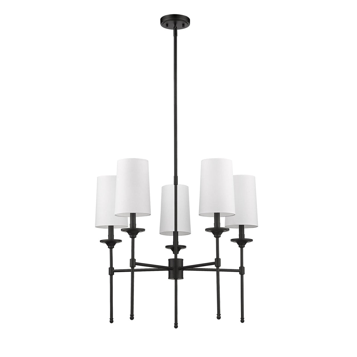 Emily Chandelier – Classic Brass Candelabra Light with Fabric Empire Shades