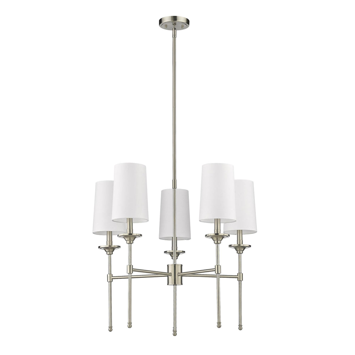Emily Chandelier – Classic Brass Candelabra Light with Fabric Empire Shades