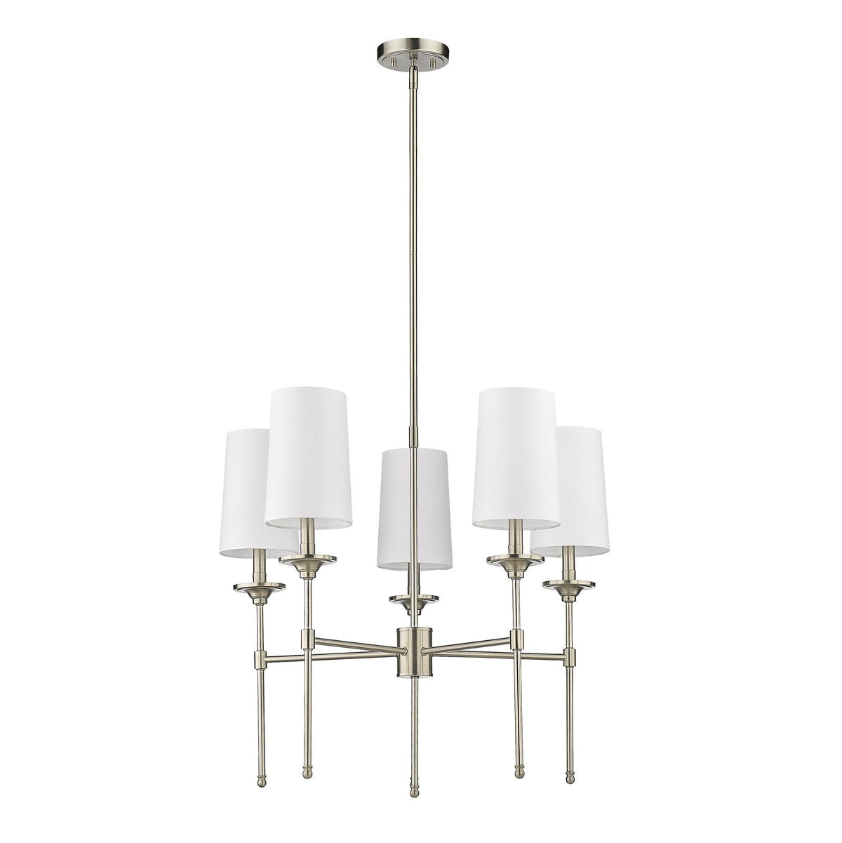 Emily Chandelier – Classic Brass Candelabra Light with Fabric Empire Shades