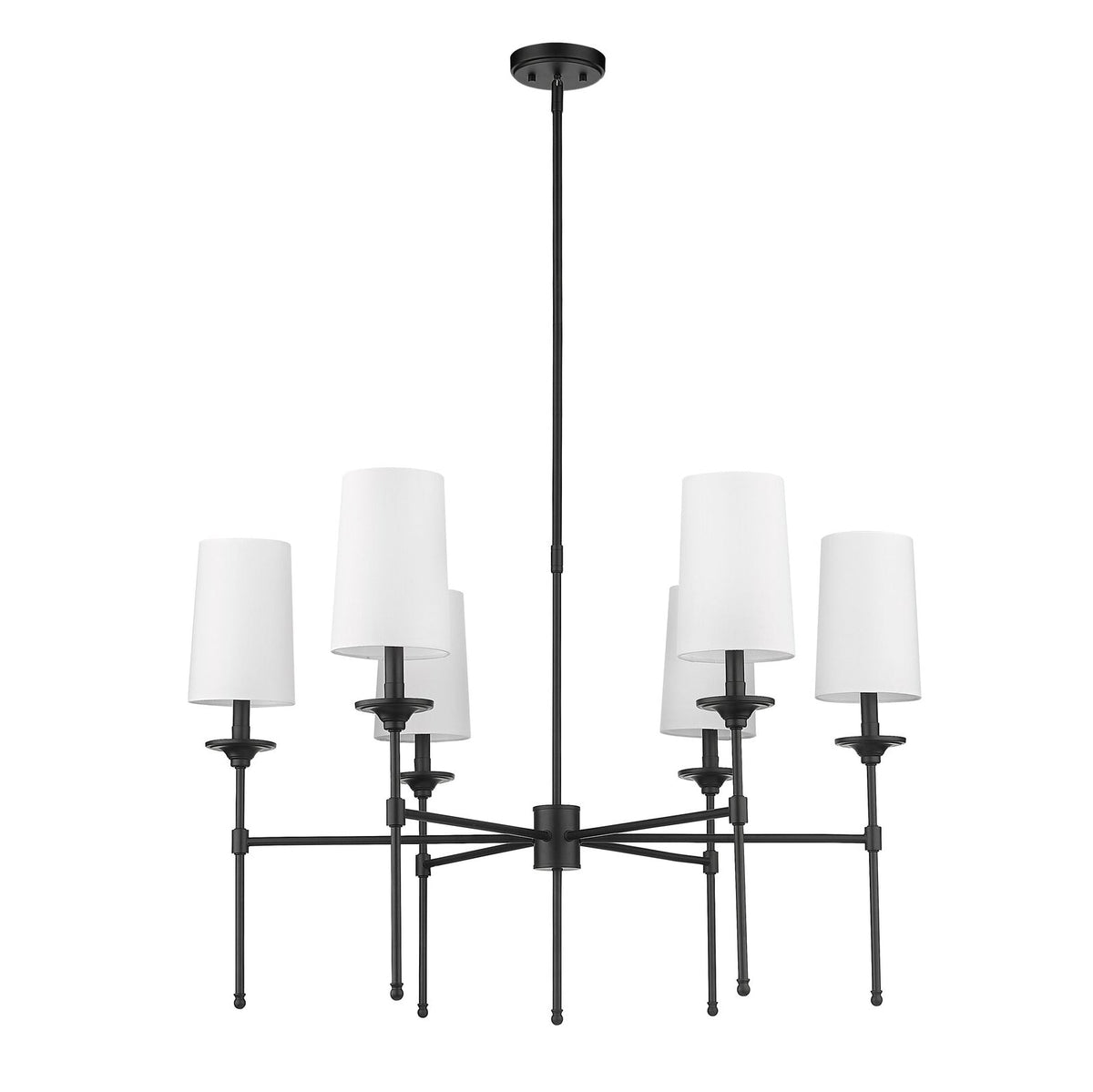 Emily Chandelier – Classic Brass Candelabra Light with Fabric Empire Shades