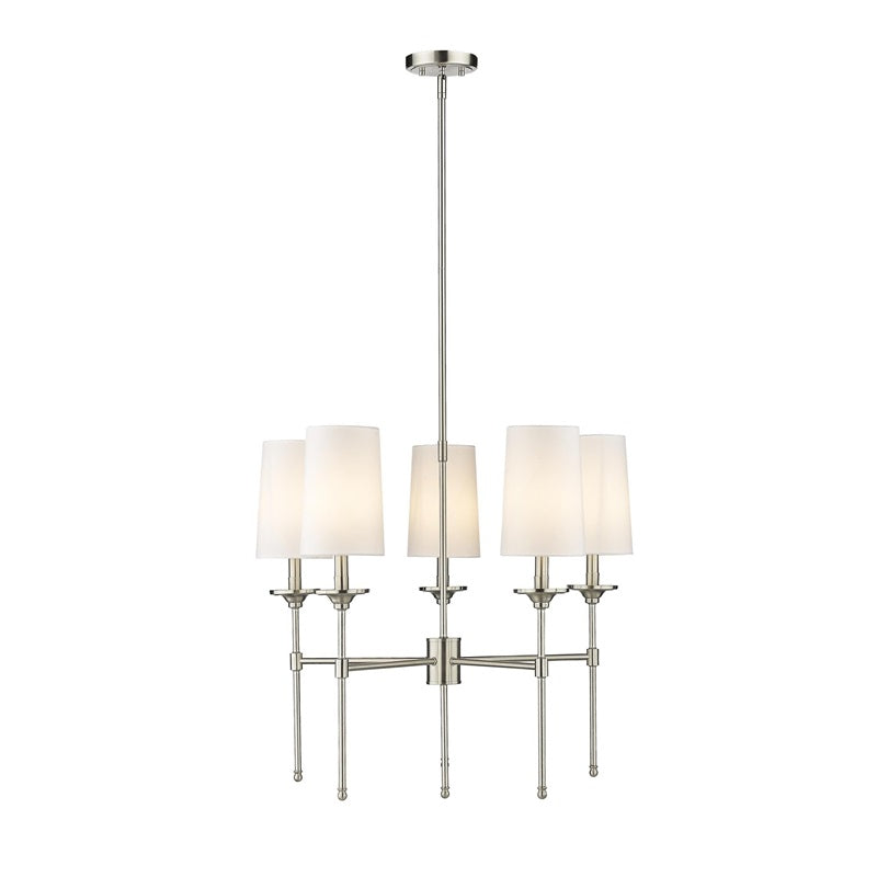 Emily Chandelier – Classic Brass Candelabra Light with Fabric Empire Shades