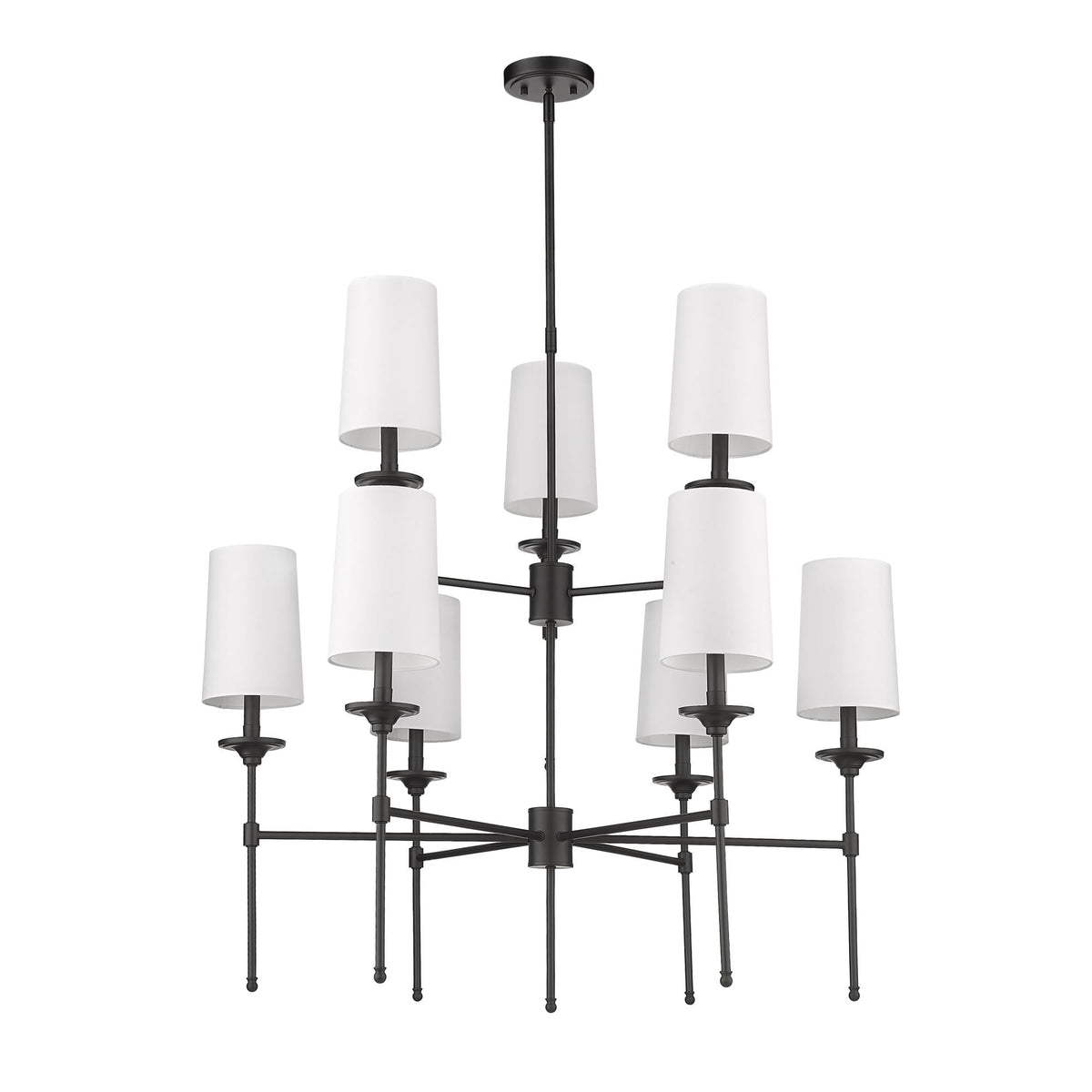 Emily Chandelier – Classic Brass Candelabra Light with Fabric Empire Shades
