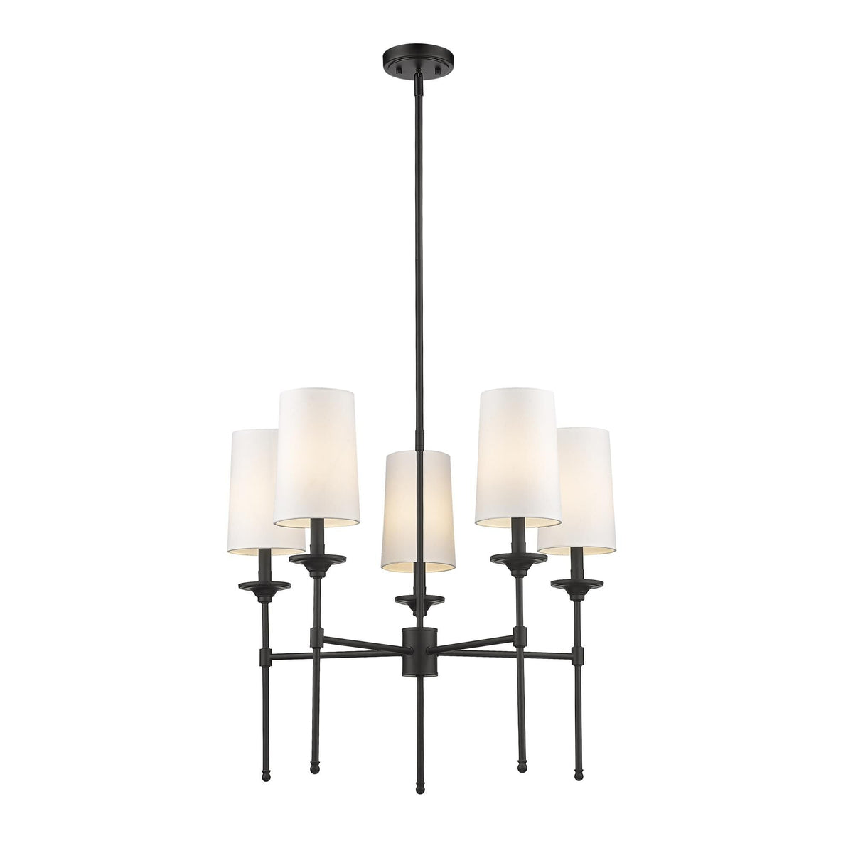 Emily Chandelier – Classic Brass Candelabra Light with Fabric Empire Shades