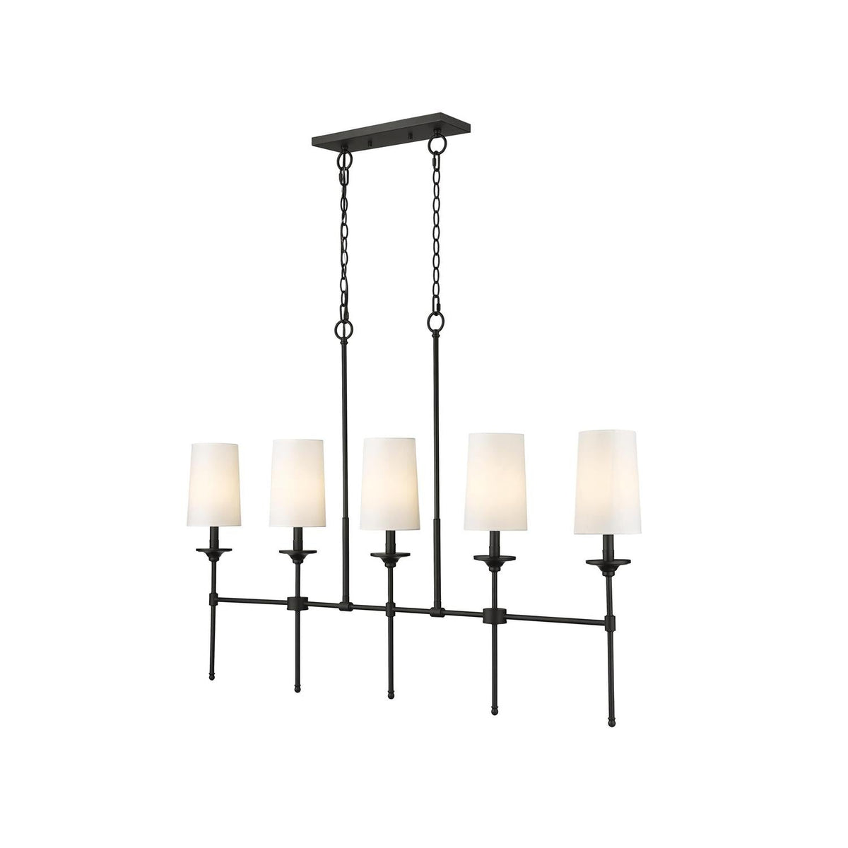 Emily Linear Chandelier – Modern Brass & Fabric Shade Island Light