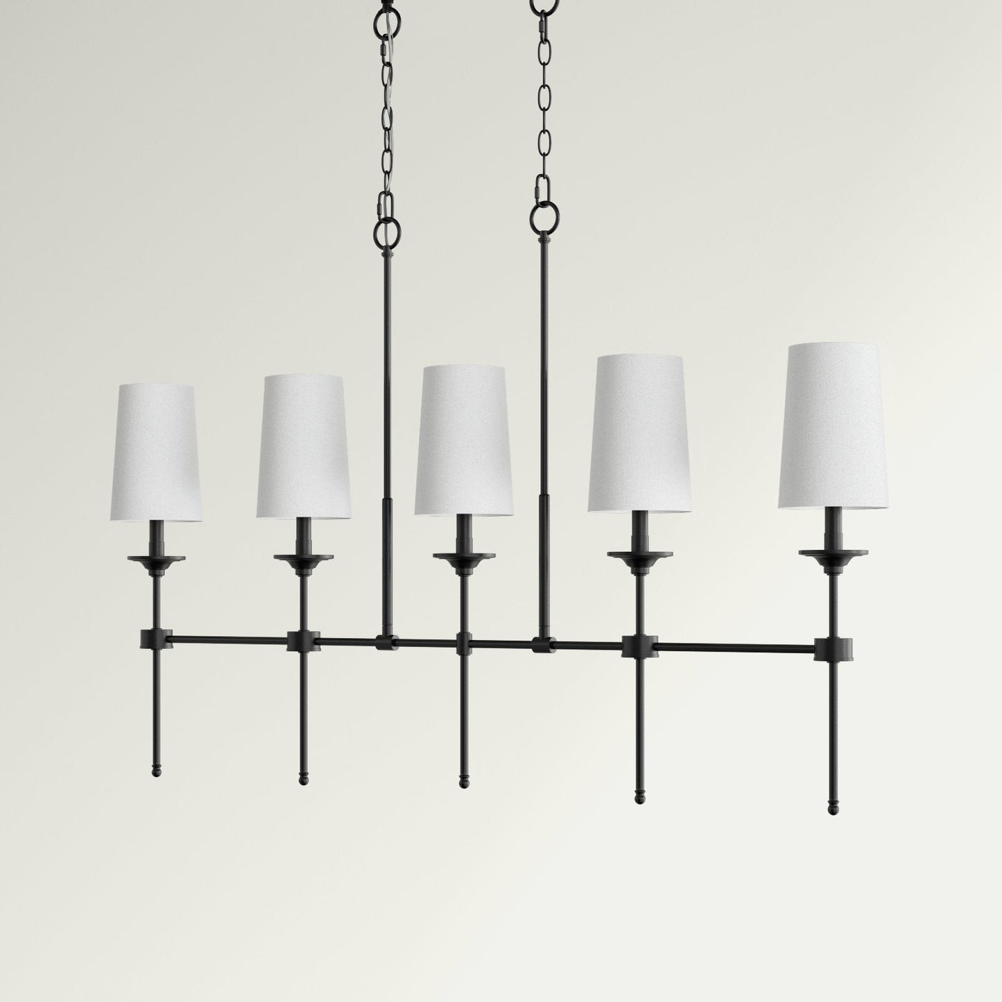 Emily Linear Chandelier – Modern Brass & Fabric Shade Island Light
