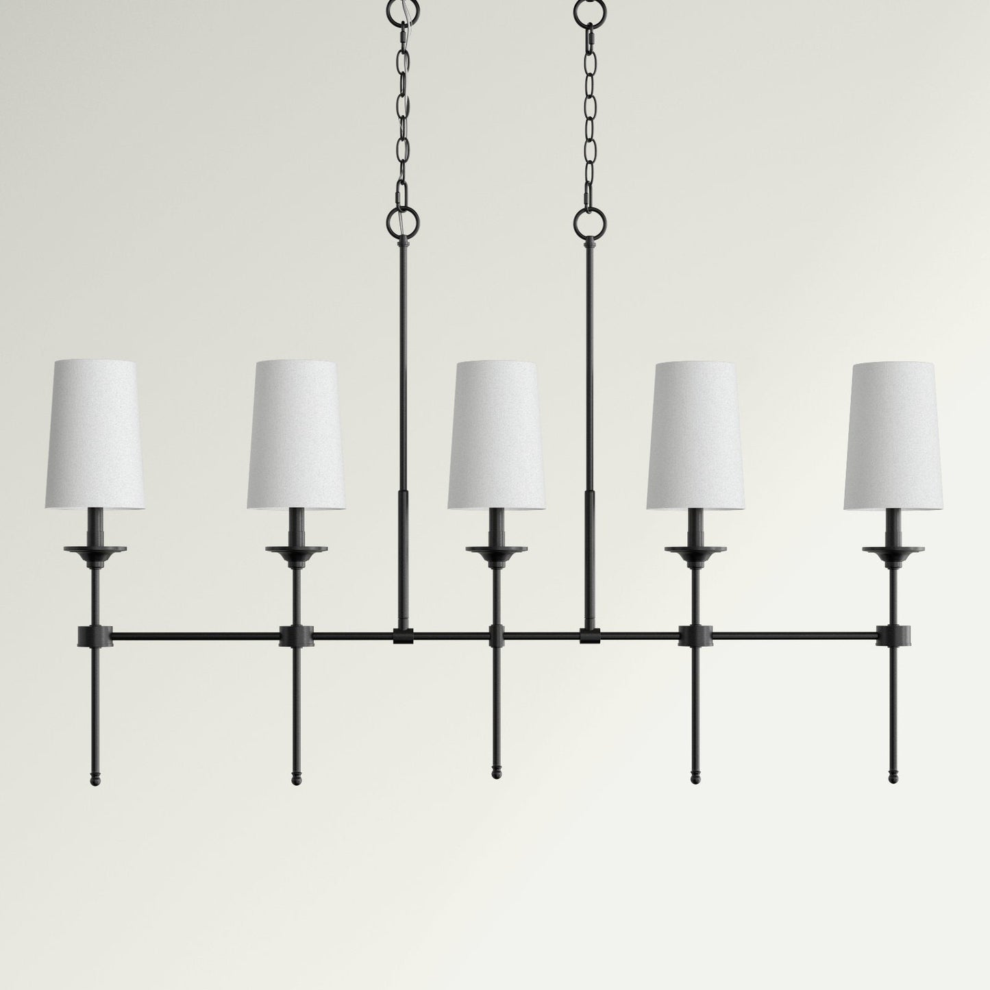 Emily Linear Chandelier – Modern Brass & Fabric Shade Island Light
