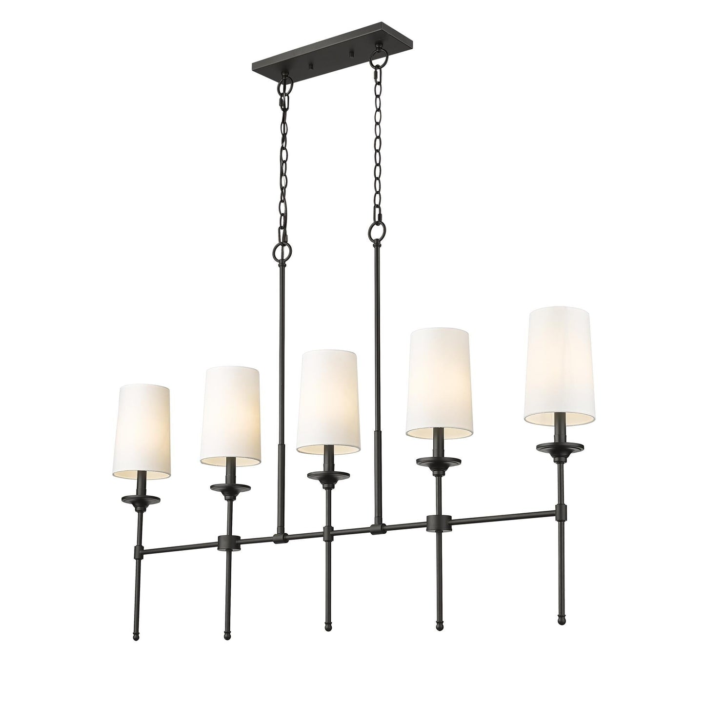 Emily Linear Chandelier – Modern Brass & Fabric Shade Island Light