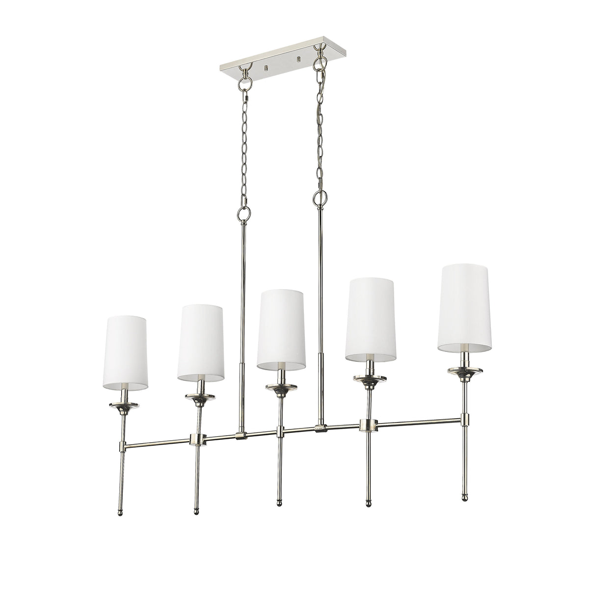 Emily Linear Chandelier – Modern Brass & Fabric Shade Island Light