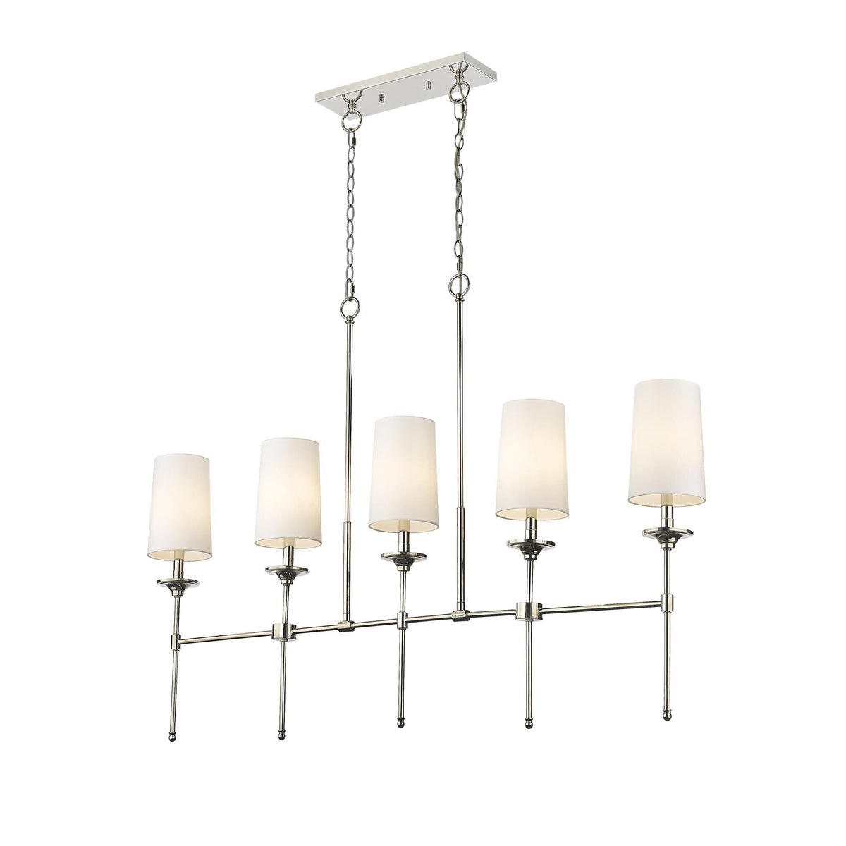 Emily Linear Chandelier – Modern Brass & Fabric Shade Island Light