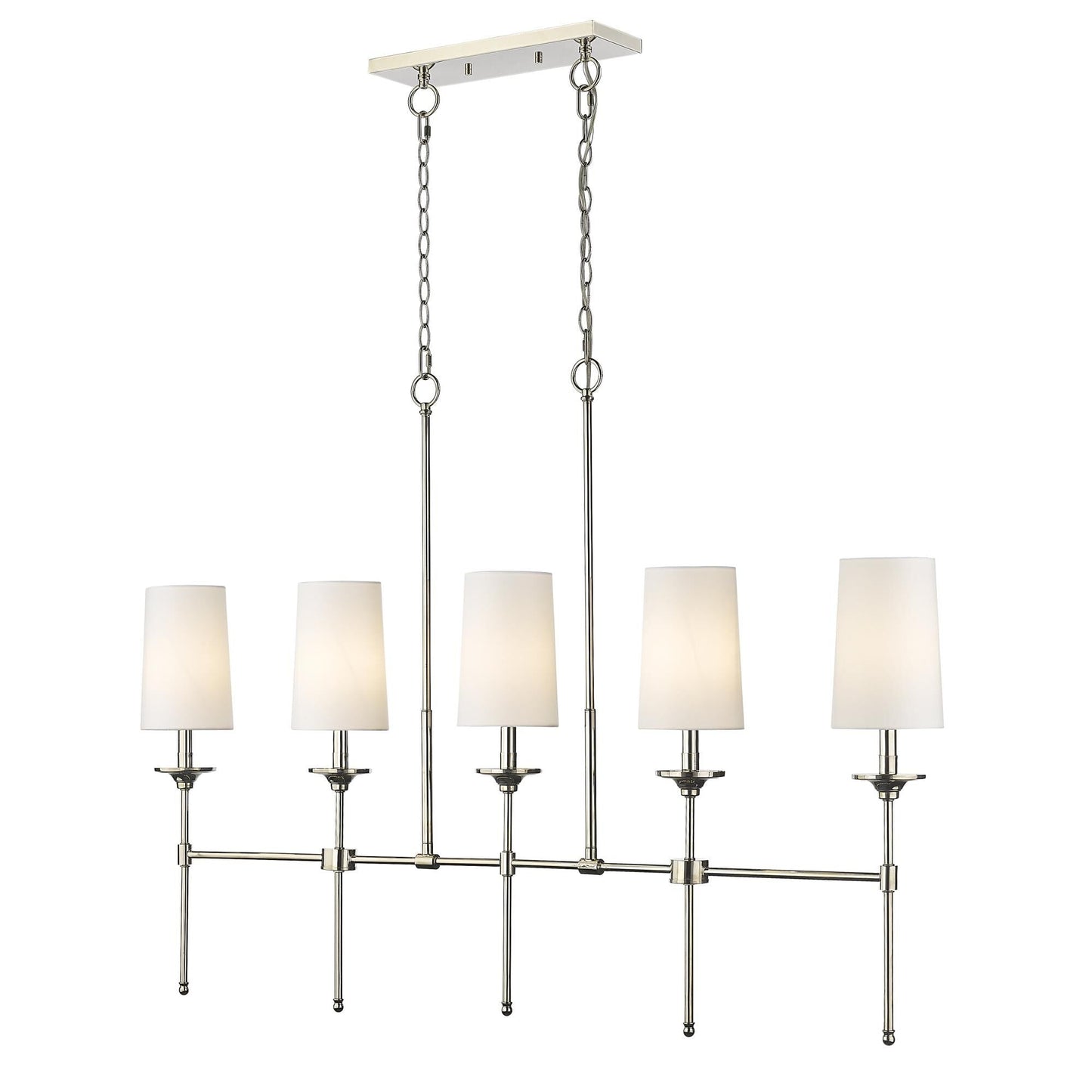 Emily Linear Chandelier – Modern Brass & Fabric Shade Island Light